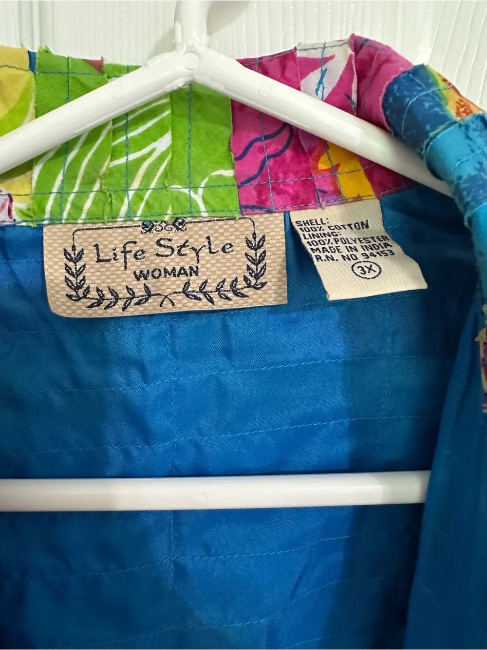 Tropical Stripe Relaxed Blazer Jacket in Blue, Pink & Green - Picture 3 of 4